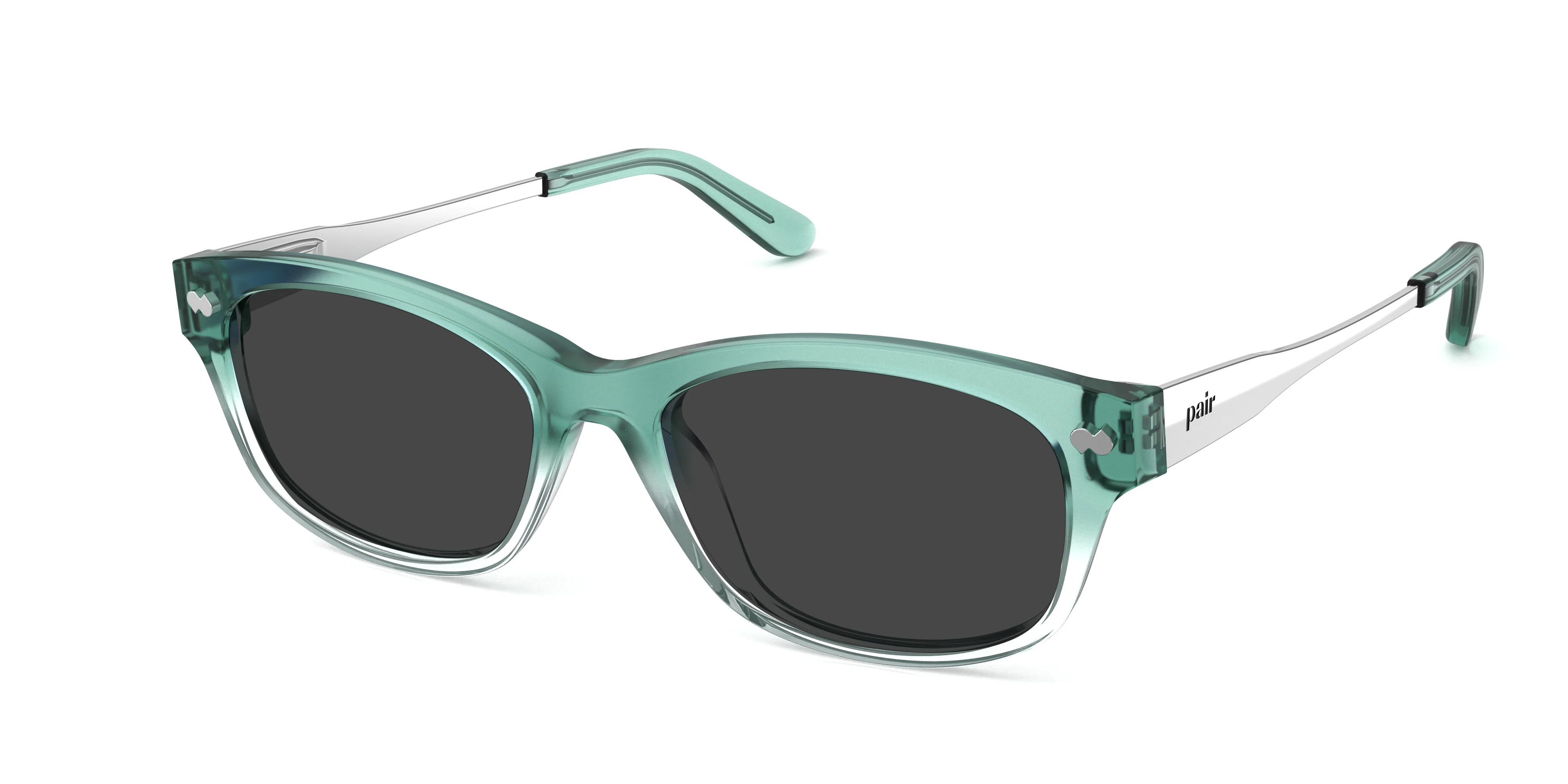 The Addison - Teal Pearlized Gradient Acetate Silver Metal Sun