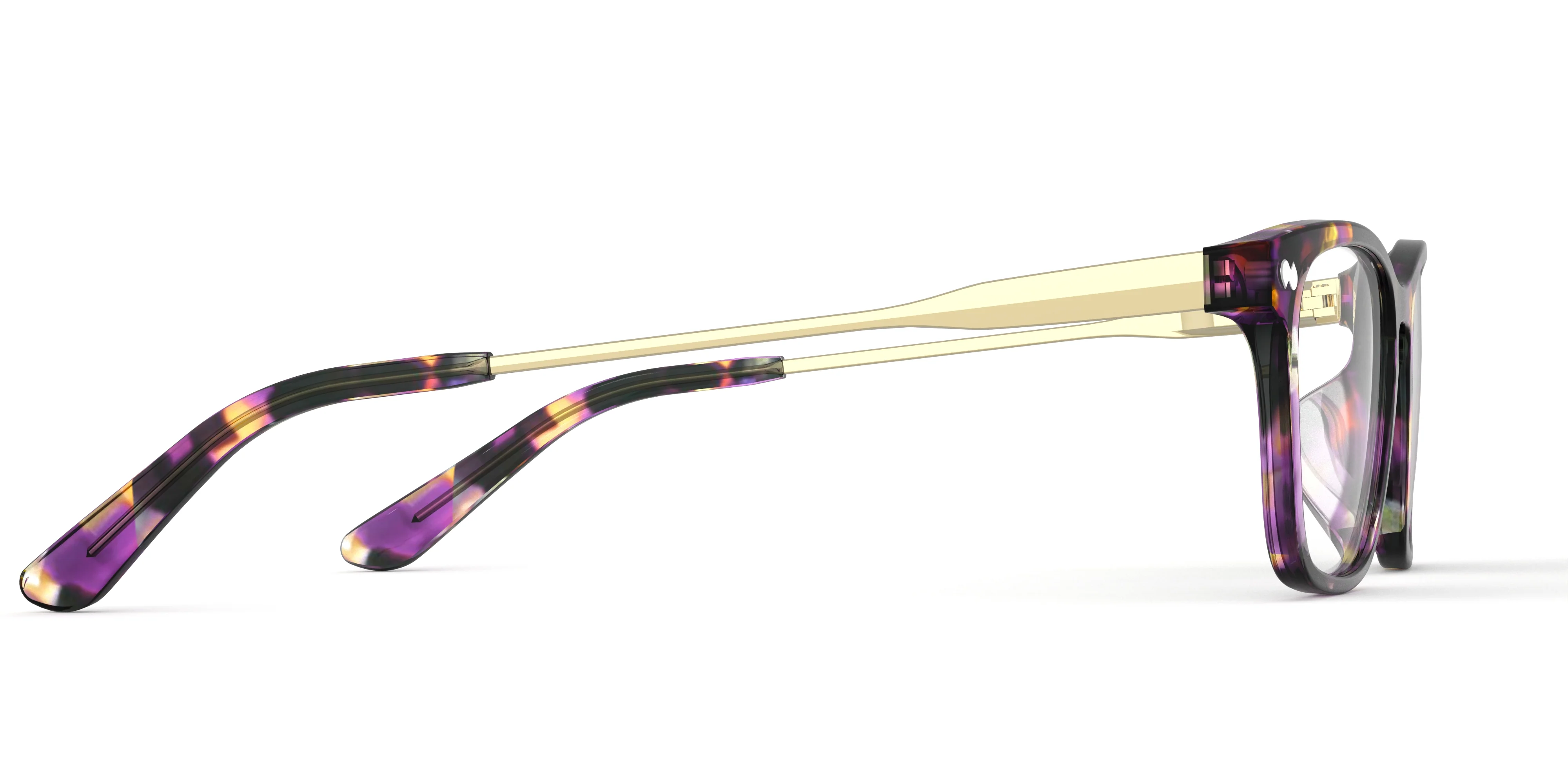 The Casper - Purple Confetti Tortoise Acetate Gold Metal - Image 3