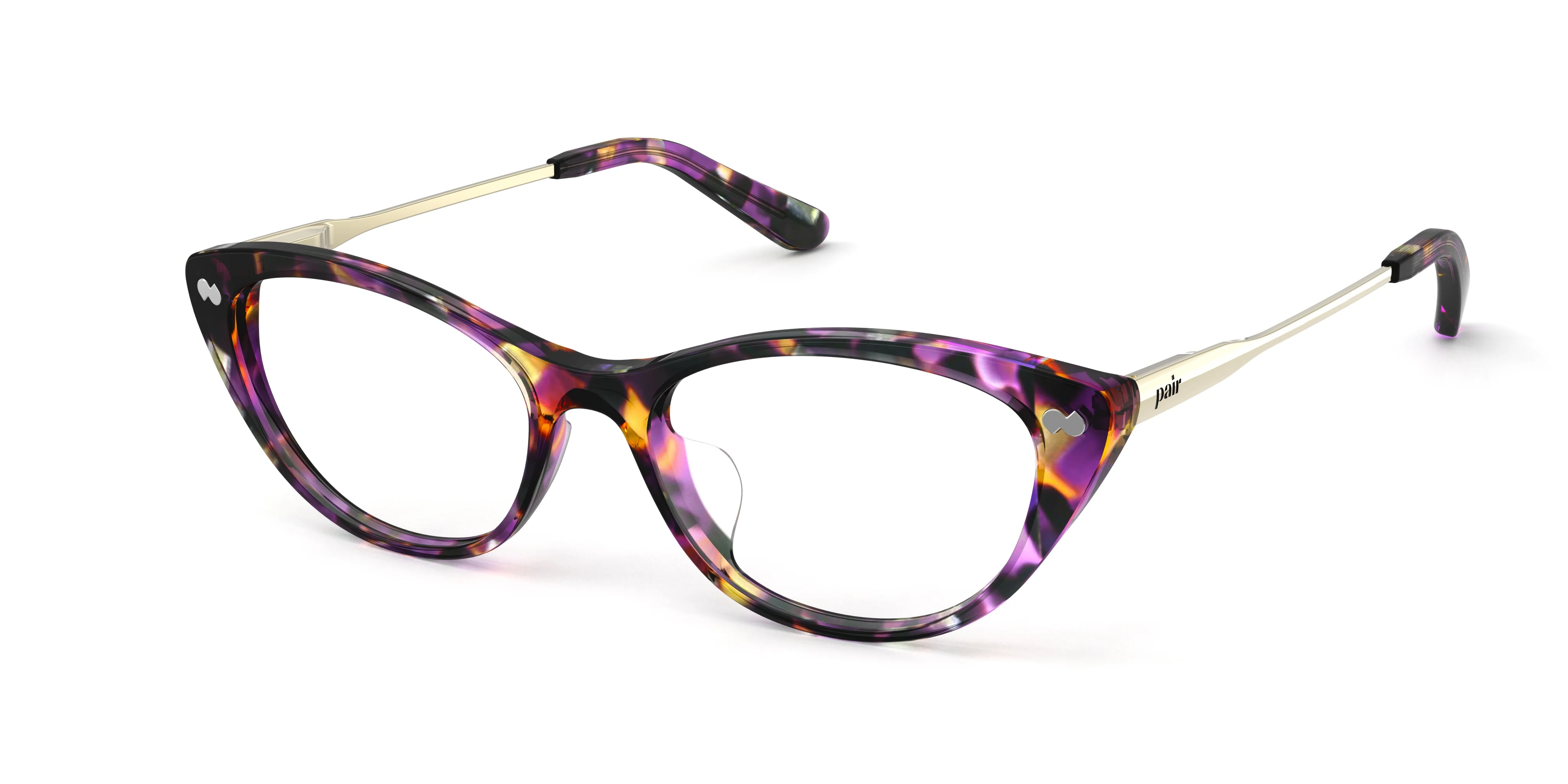 The ella - Purple Confetti Tortoise Acetate Gold Metal