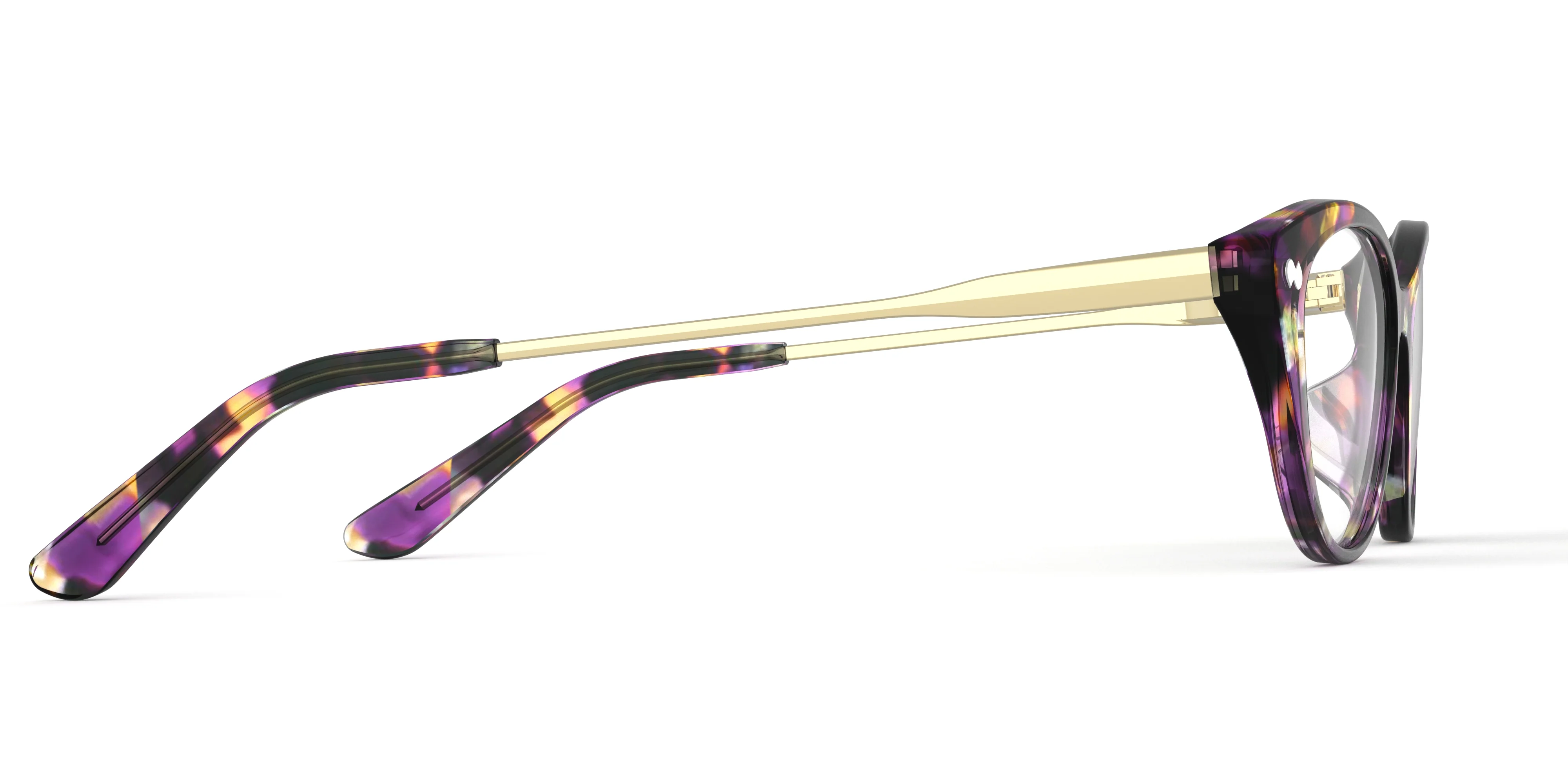 The ella - Purple Confetti Tortoise Acetate Gold Metal - Image 3