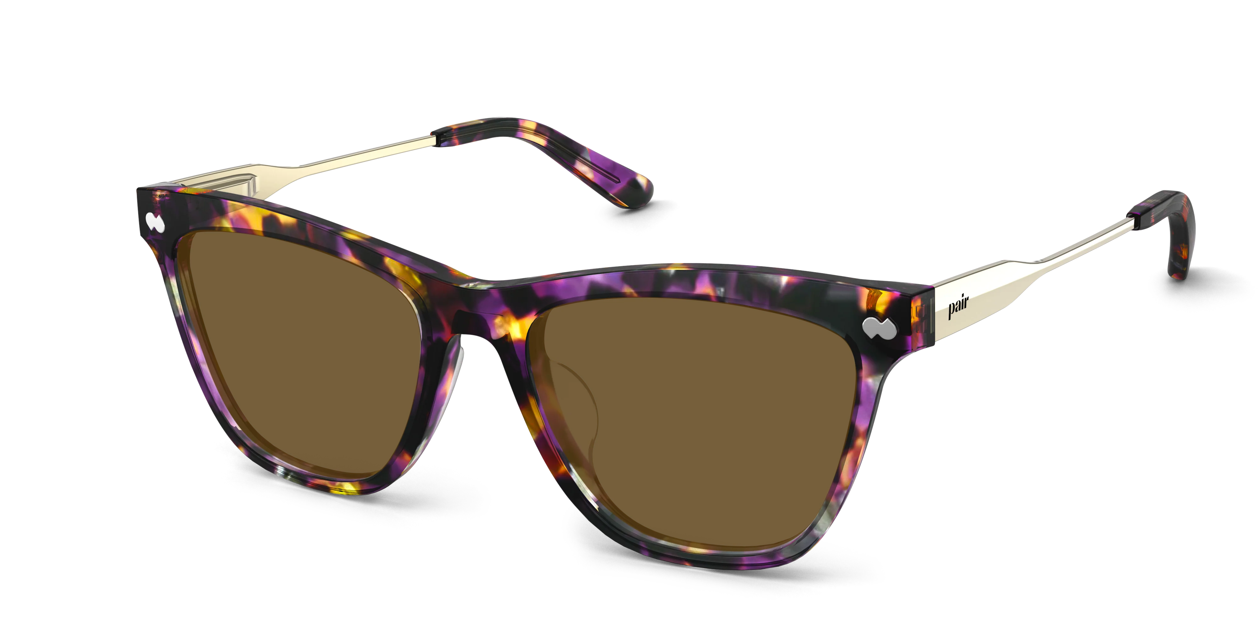 The Harper - Purple Confetti Tortoise Acetate Gold Metal Sun - Image 2