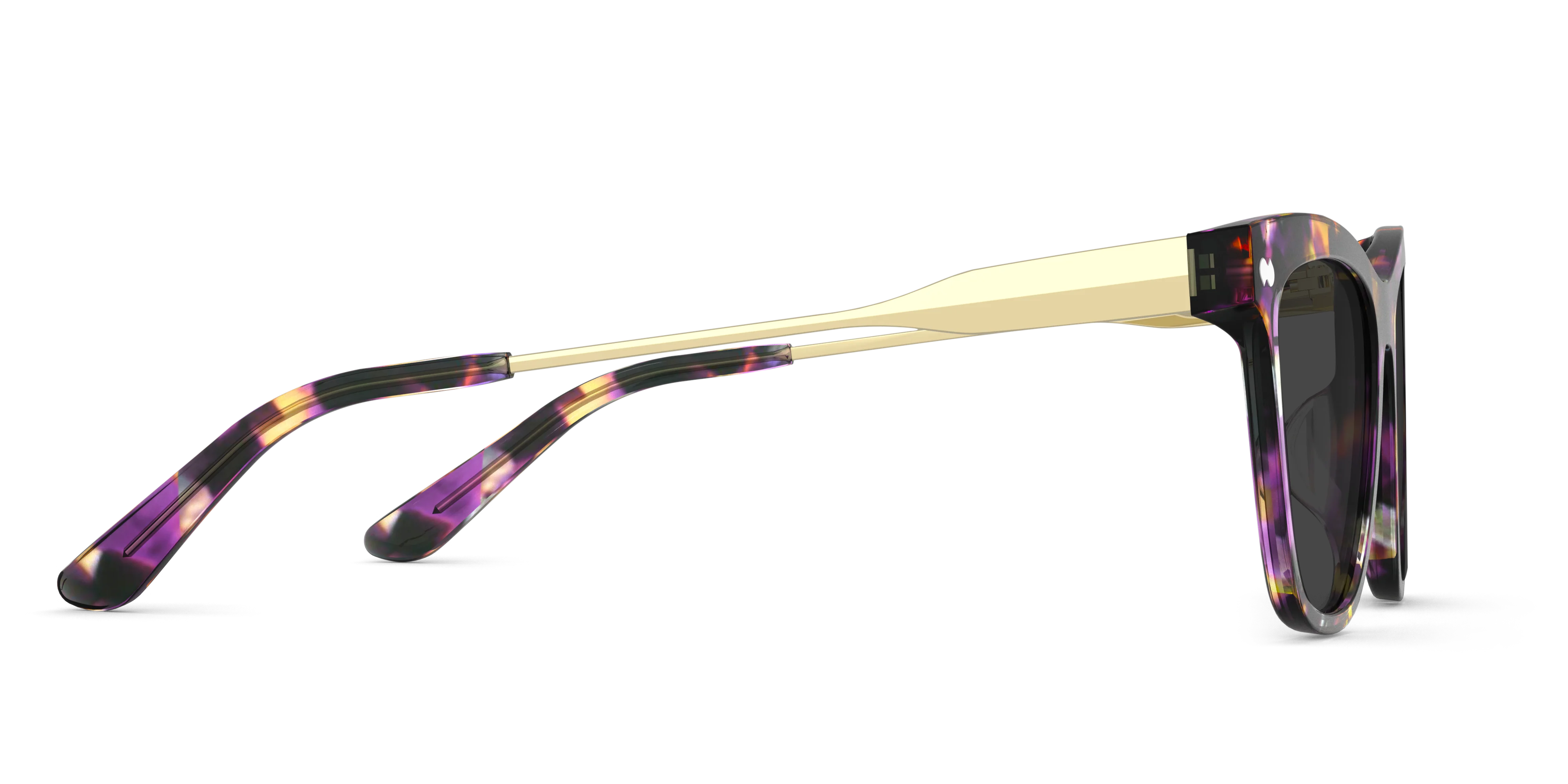 The Harper - Purple Confetti Tortoise Acetate Gold Metal Sun - Image 5