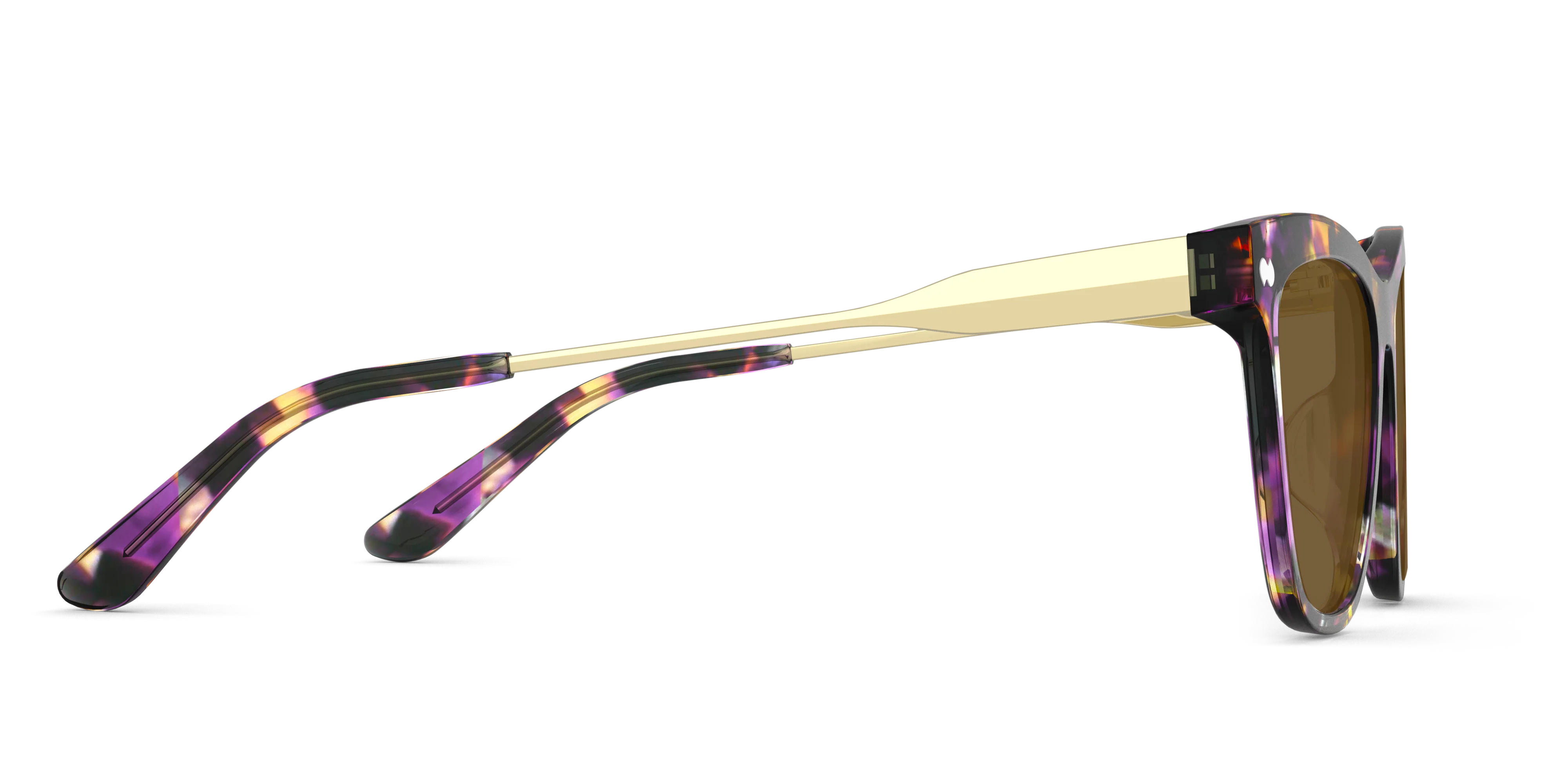The Harper - Purple Confetti Tortoise Acetate Gold Metal Sun - Image 6
