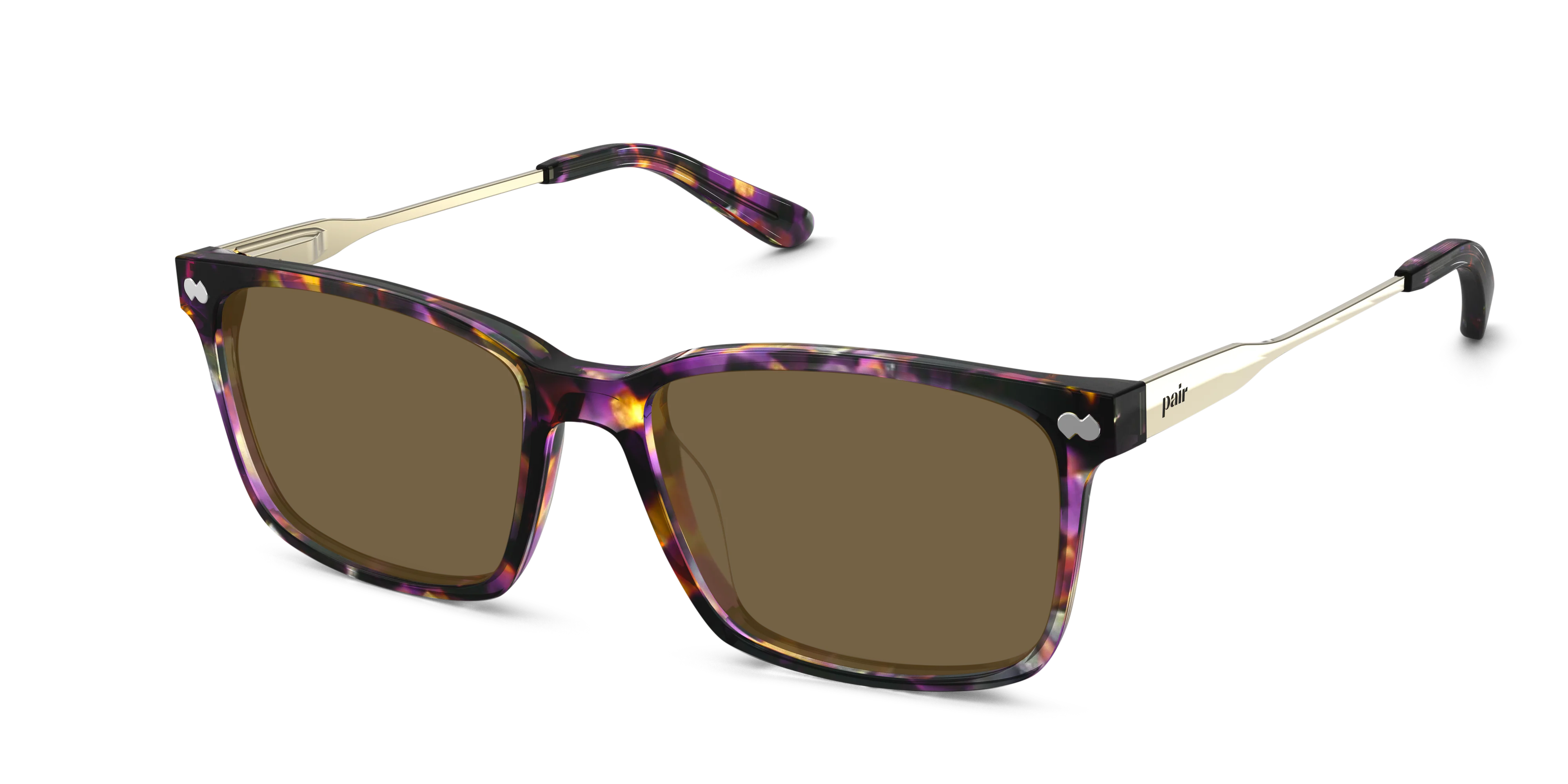 The Kirby - Purple Confetti Tortoise Acetate Gold Metal Sun - Image 2