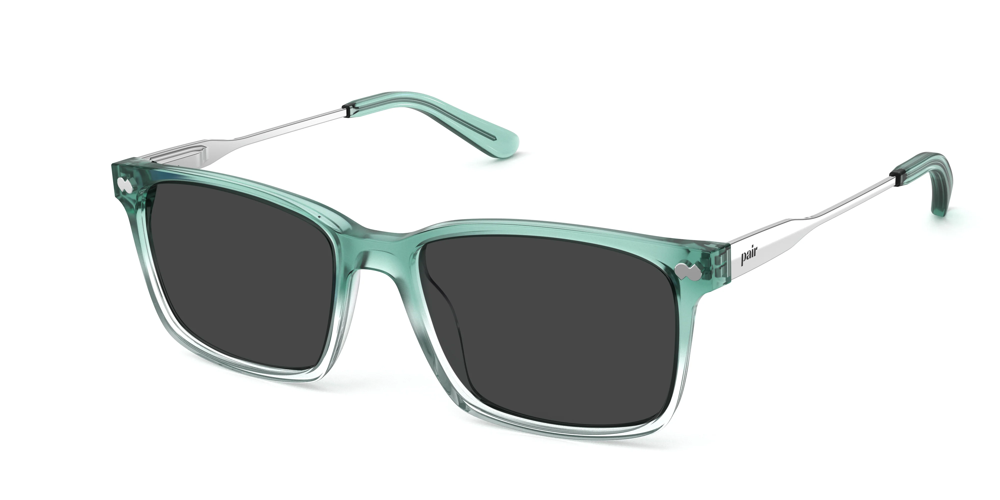 The Kirby - Teal Pearlized Gradient Acetate Silver Metal Sun
