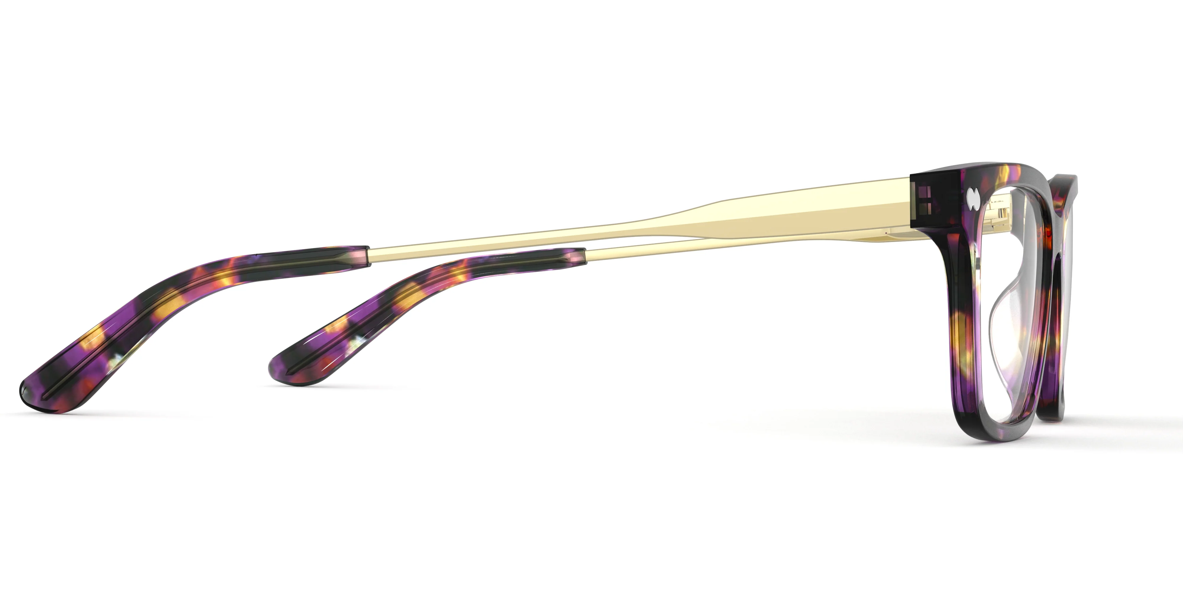 The Larkin - Purple Confetti Tortoise Acetate Gold Metal - Image 3