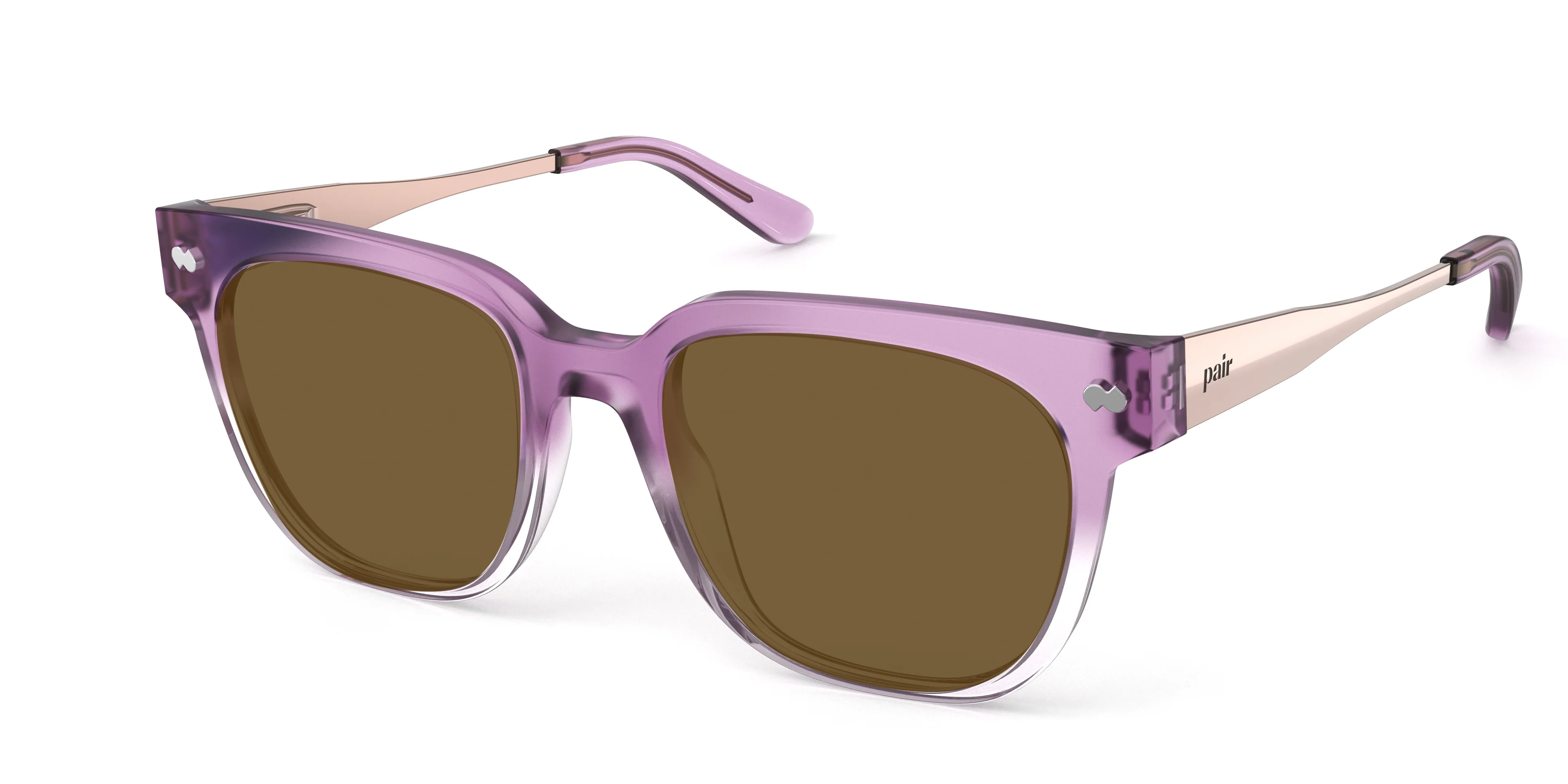 The Murphy - Violet Pearlized Gradient Acetate Rose Gold Metal Sun - Image 2