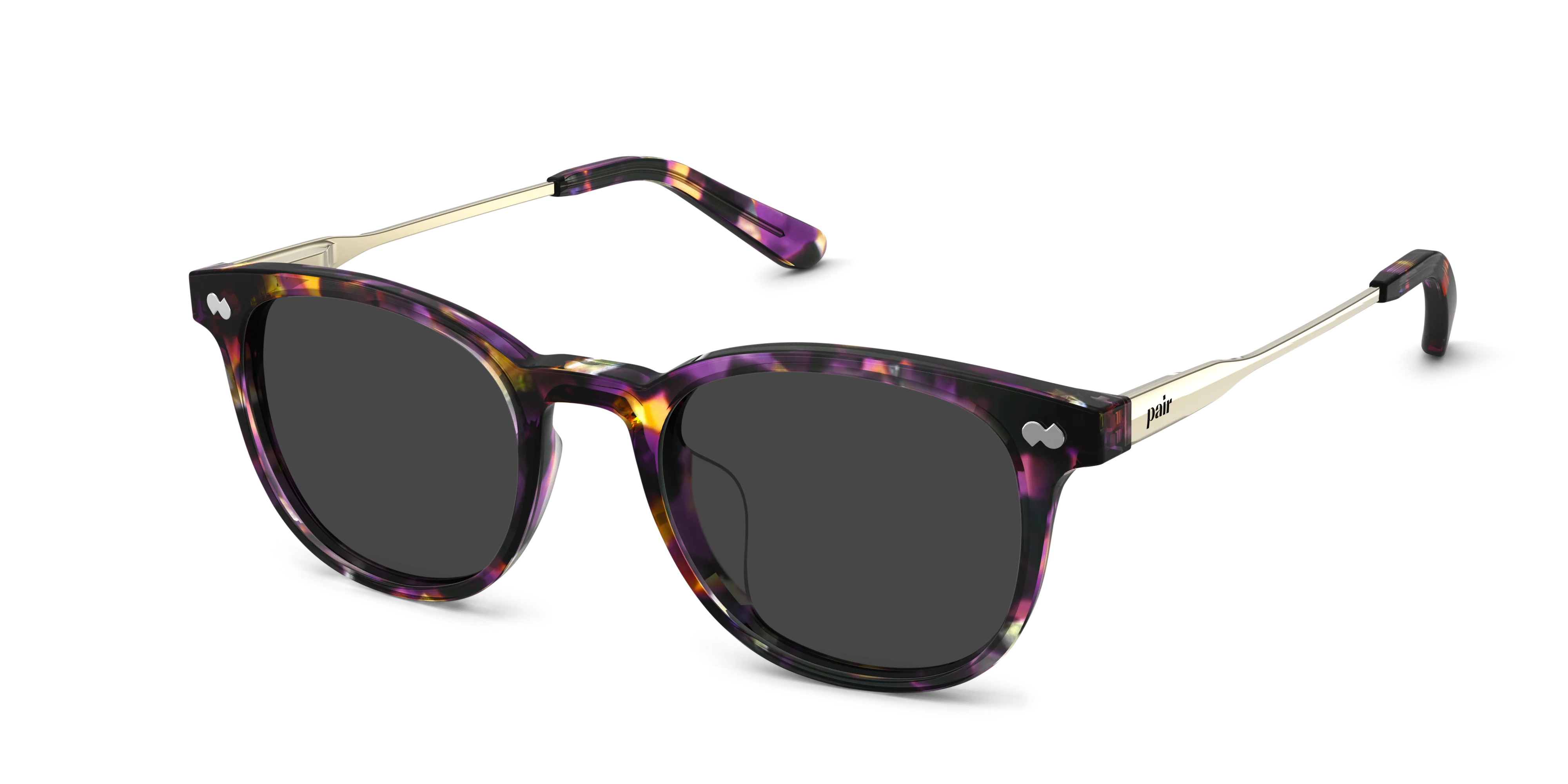The Reese - Purple Confetti Tortoise Acetate Gold Metal Sun