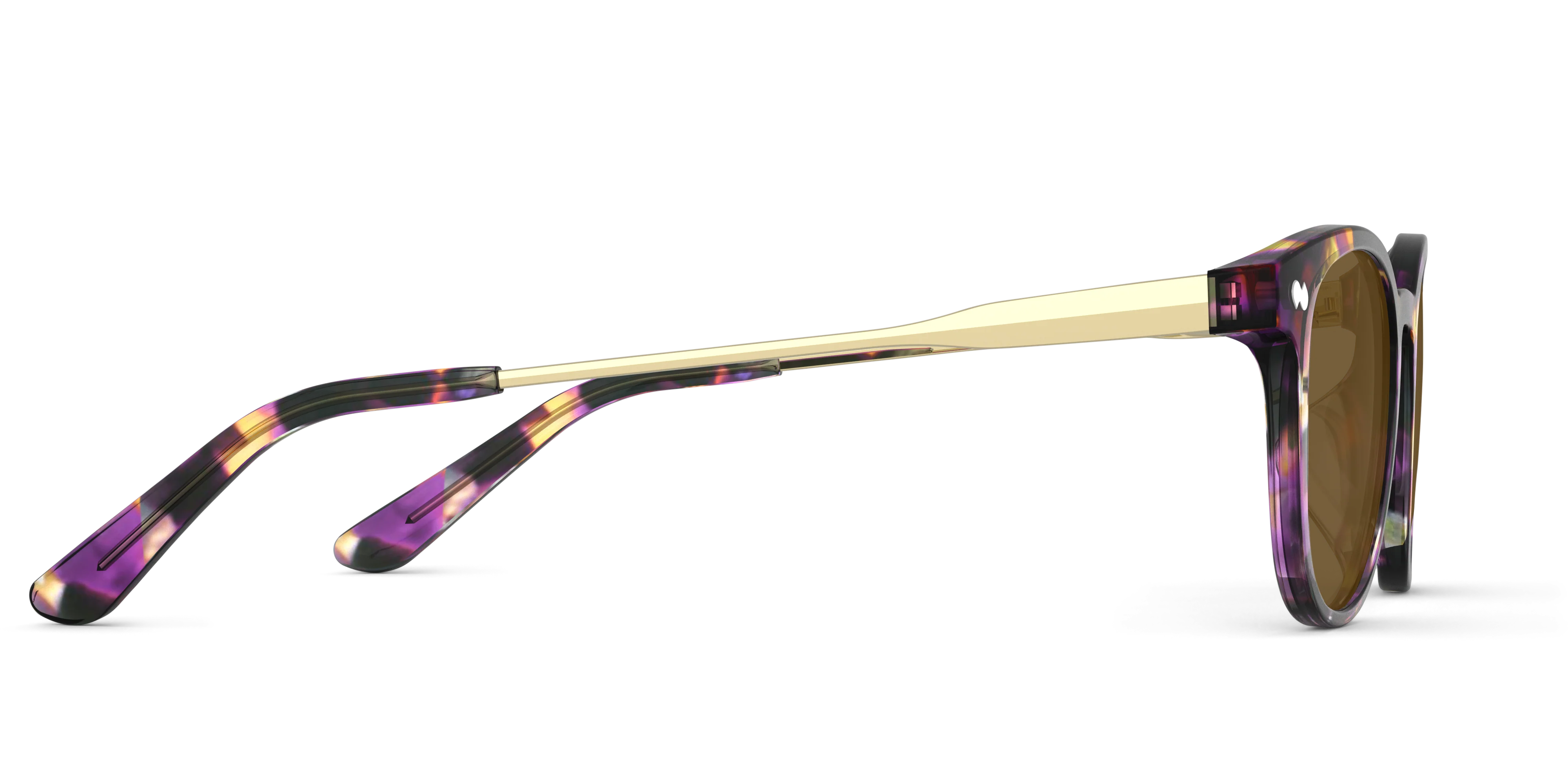 The Reese - Purple Confetti Tortoise Acetate Gold Metal Sun - Image 6