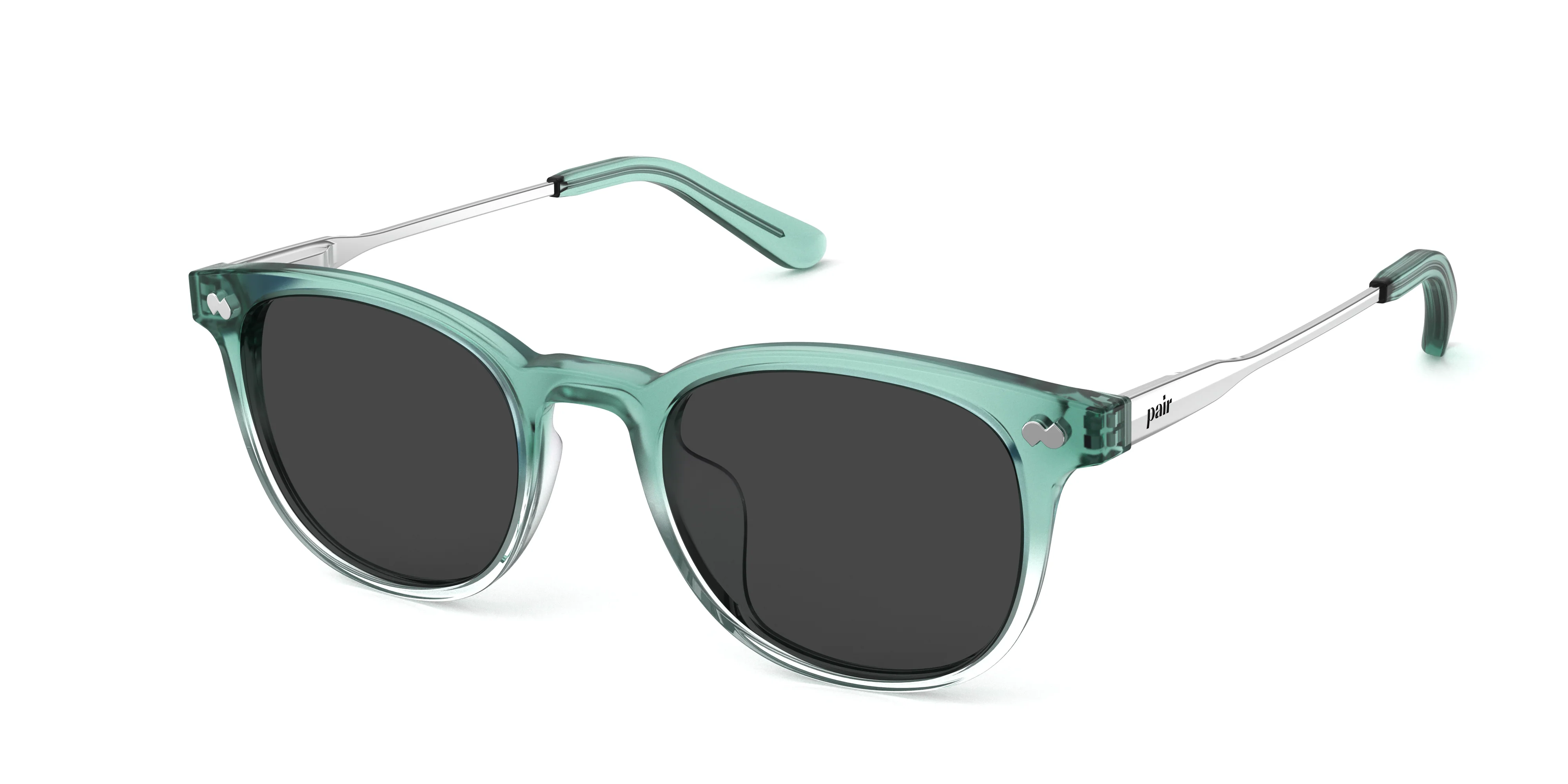 The Reese - Teal Pearlized Gradient Acetate Silver Metal Sun