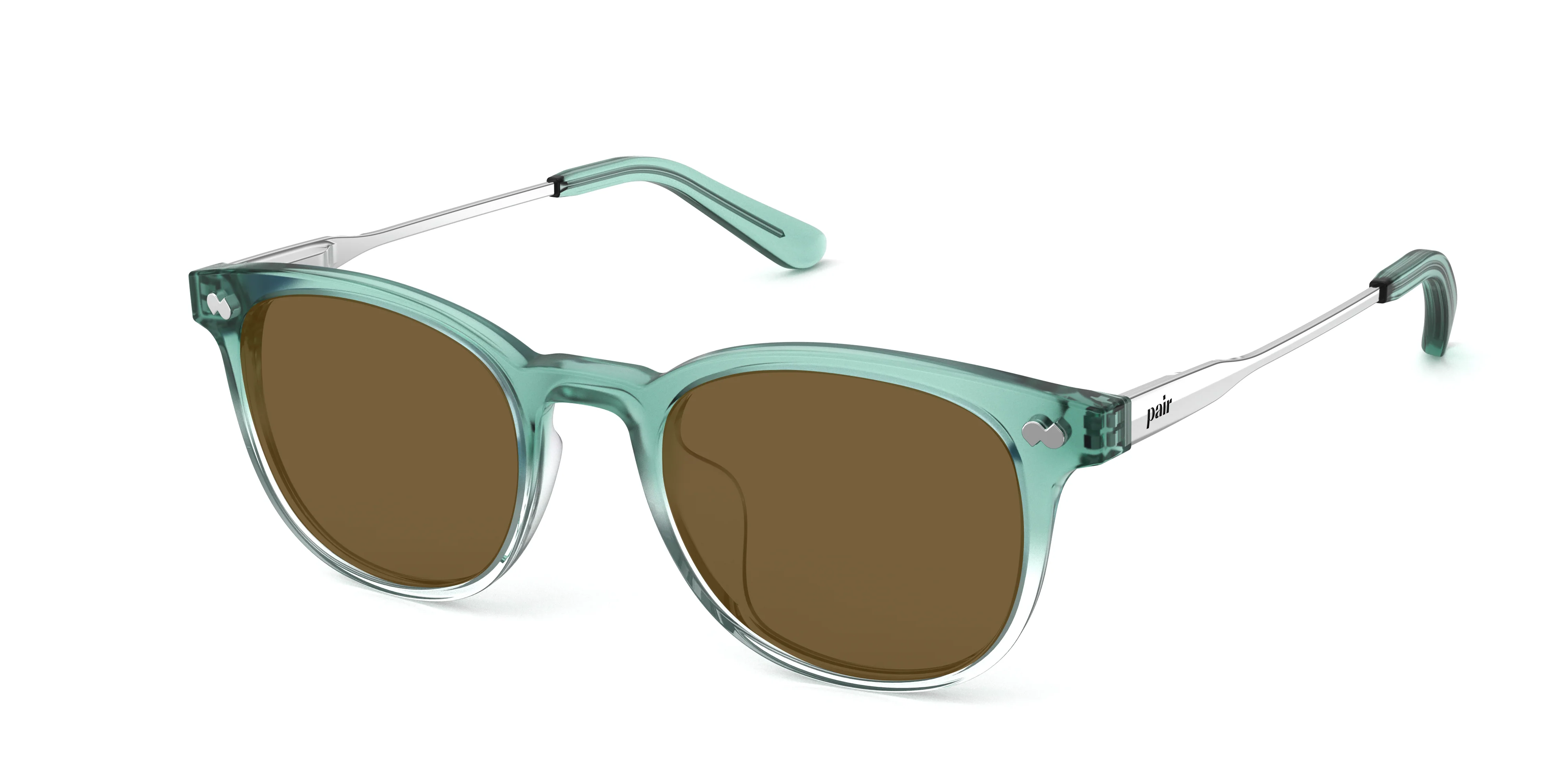 The Reese - Teal Pearlized Gradient Acetate Silver Metal Sun - Image 2