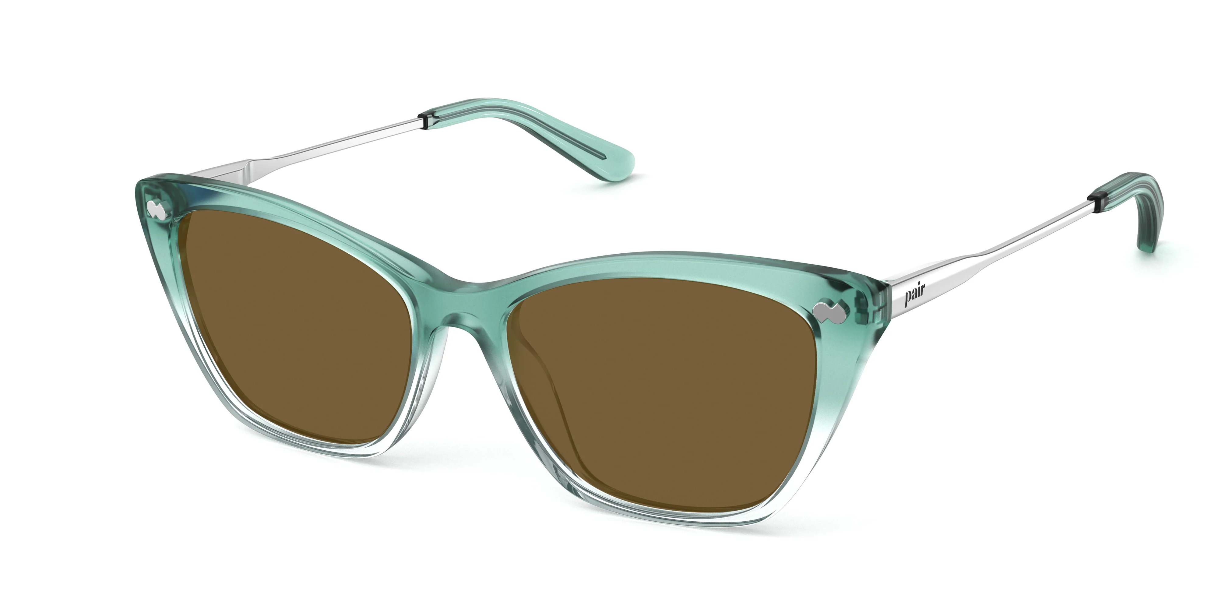 The Wanda - Teal Pearlized Gradient Acetate Silver Metal Sun - Image 2